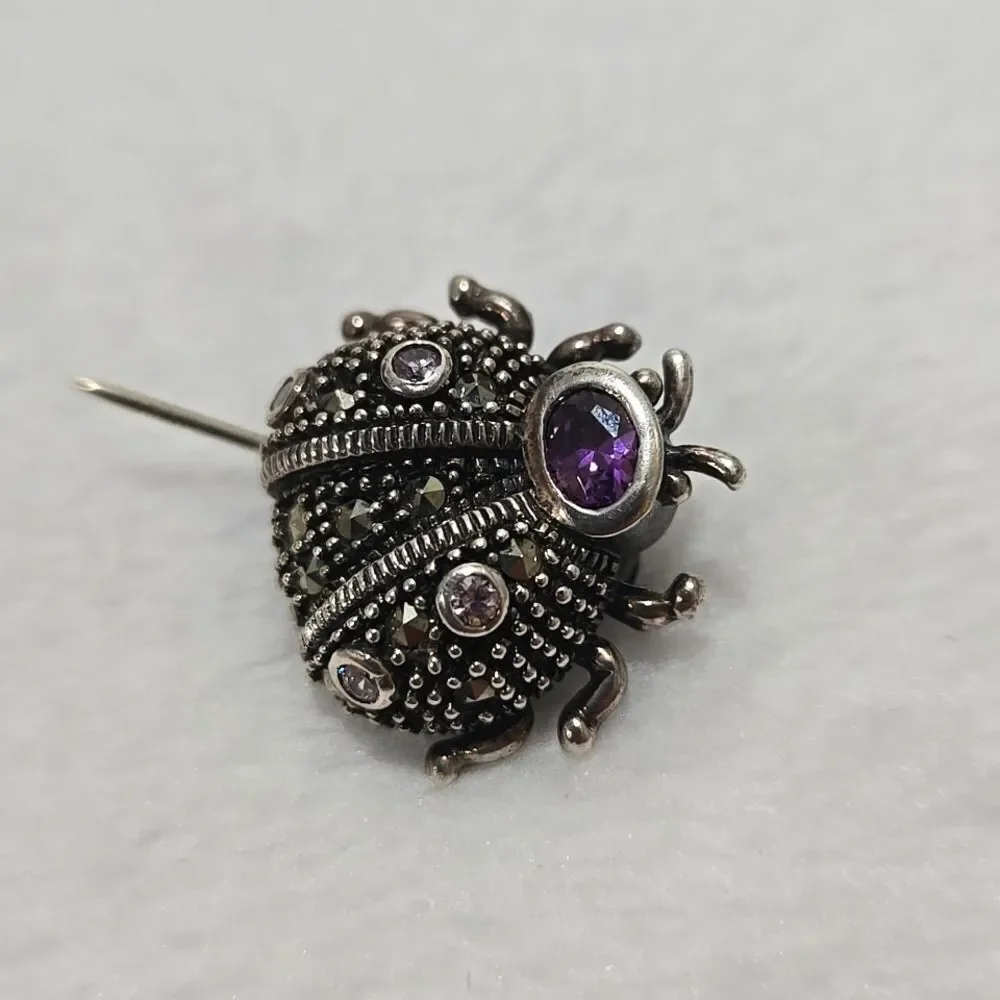 Vintage Sterling Silver Ladybug Brooch